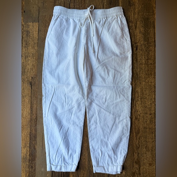 J. Crew Pants - J.Crew White Pull-On Drawstring Linen Pants Size 6